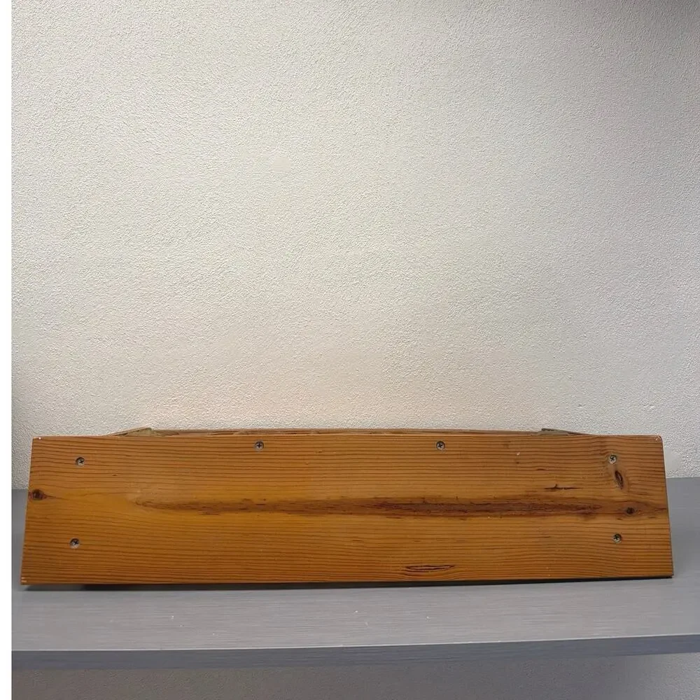 Vtg Wooden Heart Spindle Wall Shelf Five Pegs 23 inch Cottagecore Farmhouse